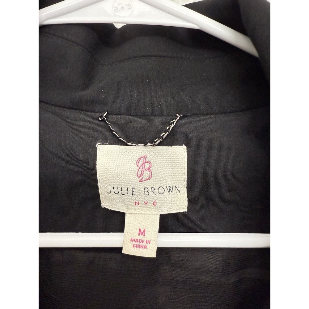 JB Julie Brown Women’s Coat Size M Coat Solid Black/Gold Button Up Pockets - Picture 5 of 6